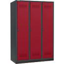 Schäfer Shop Genius Armoire à linge avec base, 3 compartiments, largeur de compartiment 400 mm, verrou de sécurité, anthracite/rouge rubis