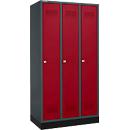 Schäfer Shop Genius Armoire à linge avec base, 3 compartiments, serrure à cylindre, anthracite/rouge rubis