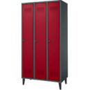 Schäfer Shop Genius Armoire à linge avec pieds, 3 compartiments, largeur de compartiment 300 mm, verrou de sécurité, anthracite/rouge rubis