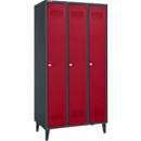 Schäfer Shop Genius Armoire à linge avec pieds, 3 compartiments, serrure à cylindre, anthracite/rouge rubis
