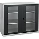 Schäfer Shop Genius Armoire à portes apparentes FS, acier, avec trous d'aération, L 1343 x P 430 x H 1105 mm, 3 HC, blanc-aluminium/gris anthracite, jusqu'à 450 kg