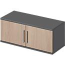 Schäfer Shop Genius Armoire à portes battantes à poser TETRIS WOOD, 1 HC, L 1000, graphite/chêne