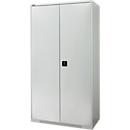 Schäfer Shop Genius Armoire à portes battantes FS, acier, avec trous d'aération, L 1055 x P 420 x H 1950 mm, 5 HC, gris clair/gris clair, jusqu'à 450 kg