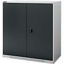 Schäfer Shop Genius Armoire à portes battantes FS, acier, avec trous d'aération, L 1055 x P 620 x H 1105 mm, 3 HC, blanc-aluminium/gris anthracite, jusqu'à 450 kg