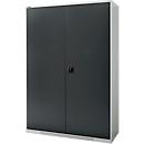 Schäfer Shop Genius Armoire à portes battantes FS, acier, avec trous d'aération, L 1343 x P 420 x H 1950 mm, 5 HC, gris clair/gris anthracite, jusqu'à 450 kg