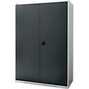 Schäfer Shop Genius Armoire à portes battantes FS, acier, avec trous d'aération, L 1343 x P 620 x H 1950 mm, 5 HC, alu blanc/gris anthracite, jusqu'à 750 kg 
