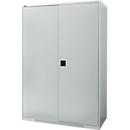 Schäfer Shop Genius Armoire à portes battantes FS, acier, avec trous d'aération, L 1343 x P 620 x H 1950 mm, 5 HC, gris clair/gris clair, jusqu'à 750 kg 