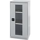 Schäfer Shop Genius Armoire à portes battantes FS, acier, fenêtre, trous d'aération, L 545 x P 520 x H 1105 mm, 3 HC, alu blanc/alu blanc, jusqu'à 150 kg