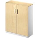 Schäfer Shop Genius Armoire à portes battantes TETRIS SOLID, 3 HC, l. 800 mm, verrouillable, avec plateau de finition, coloris érable/alu blanc 