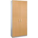 Schäfer Shop Genius Armoire à portes battantes TETRIS SOLID, corps en acier, 6 HC, l. 1000 mm, verrouillable, coloris hêtre/alu blanc 