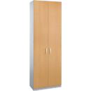 Schäfer Shop Genius Armoire à portes battantes TETRIS SOLID, corps en acier, 6 HC, l. 800 mm, verrouillable, coloris hêtre/alu blanc 