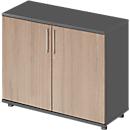 Schäfer Shop Genius Armoire à portes battantes TETRIS WOOD, 2 HC, hauteur incl. patins, L 1000 mm, graphite/chêne