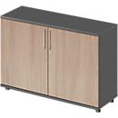 Schäfer Shop Genius Armoire à portes battantes TETRIS WOOD, 2 HC, hauteur incl. patins, L 1200 mm, graphite/chêne
