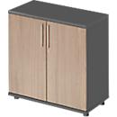 Schäfer Shop Genius Armoire à portes battantes TETRIS WOOD, 2 HC, hauteur incl. patins, L 800 mm, graphite/chêne