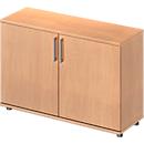 Schäfer Shop Genius Armoire à portes battantes TETRIS WOOD, 2 HC, hauteur (patins inclus), l. 1200 mm, coloris hêtre