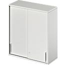 Schäfer Shop Genius Armoire à portes coulissantes à poser TETRIS WOOD, 3 HC, l. 1000 mm, gris clair