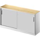 Schäfer Shop Genius Armoire à portes coulissantes TETRIS SOLID, 2 HC, L 1600 mm, plaque de recouvrement 19 mm incluse, décor érable/alu blanc