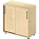 Schäfer Shop Genius Armoire à portes coulissantes TETRIS WOOD, 2 HC, l. 800 mm, hauteur (patins inclus), coloris érable
