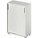 Schäfer Shop Genius Armoire à portes coulissantes TETRIS WOOD, 3 HC, L 800 mm, hauteur incl. patins, gris clair