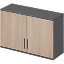 Schäfer Shop Genius Armoire à poser TETRIS WOOD, 2 HC, L 1200 mm, verrouillable, graphite/chêne
