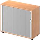 Schäfer Shop Genius Armoire à rideau coulissant transversal TETRIS WOOD, 2 HC, l. 1000 mm, hauteur (patins inclus), coloris hêtre