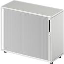 Schäfer Shop Genius Armoire à rideau coulissant transversal TETRIS WOOD, 2 HC, l. 1000 mm, hauteur (patins inclus), gris clair