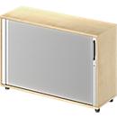 Schäfer Shop Genius Armoire à rideau coulissant transversal TETRIS WOOD, 2 HC, l. 1200 mm, hauteur (patins inclus), coloris érable