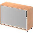 Schäfer Shop Genius Armoire à rideau coulissant transversal TETRIS WOOD, 2 HC, l. 1200 mm, hauteur (patins inclus), coloris hêtre
