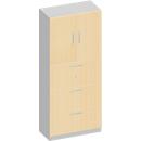Schäfer Shop Genius Armoire combinée TETRIS SOLID, 2 étagères derrière 2 portes + 3 tiroirs à DS, l. 800 x P 413 x H 2239 mm, décor érable/alu blanc