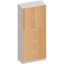 Schäfer Shop Genius Armoire combinée TETRIS SOLID, 2 étagères derrière 2 portes + 3 tiroirs à DS, l. 800 x P 413 x H 2239 mm, décor hêtre/alu blanc