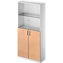Schäfer Shop Genius Armoire combinée TETRIS SOLID, 5 HC, portes battantes en verre, l. 1000 mm, verrouillable