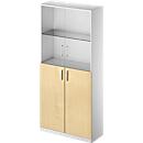 Schäfer Shop Genius Armoire combinée TETRIS SOLID, 5 HC, portes battantes en verre, l. 1000 mm, verrouillable