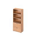 Schäfer Shop Genius Armoire combinée TETRIS WOOD, 5 HC, H 1910 mm, 2 tiroirs à dossiers suspendus, hauteur (patins inclus), coloris hêtre