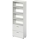 Schäfer Shop Genius Armoire combinée TETRIS WOOD, 6 HC, H 2270 mm, 2 tiroirs à dossiers suspendus, hauteur (patins inclus), gris clair