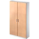 Schäfer Shop Genius Armoire de classement/vestiaire TETRIS SOLID, l. 1200 mm, 5 HC, verrouillable, coloris hêtre/alu blanc