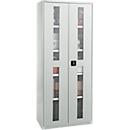 Schäfer Shop Genius Armoire en acier FS, en tôle d'acier, avec fenêtre d'inspection, trous de ventilation, L 810 x P 520 x H 1950 mm, 5 HC, jusqu'à 300 kg, gris clair/gris clair