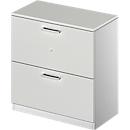 Schäfer Shop Genius Armoire pour dossiers suspendus TETRIS SOLID, 2 HC, L 800 mm, verrouillable, avec plaque de recouvrement, gris clair/alu blanc
