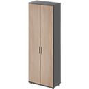 Schäfer Shop Genius Armoire vestiaire TETRIS WOOD, 6 HC, H 2270 mm, hauteur incl. patins, graphite/chêne