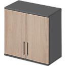 Schäfer Shop Genius Aufsatzschrank TETRIS WOOD, 2 OH, B 800 mm, abschließbar graphit/Eiche