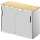 Schäfer Shop Genius Beistellschrank TETRIS SOLID, 2 OH, in Schreibtischhöhe, B 1000 mm, 25 mm Abdeckplatte, Ahorn-Dekor/weißalu