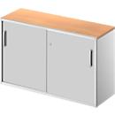 Schäfer Shop Genius Beistellschrank TETRIS SOLID, 2 OH, in Schreibtischhöhe, B 1200 mm, 25 mm Abdeckplatte, Buche-Dekor/weißalu