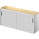 Schäfer Shop Genius Beistellschrank TETRIS SOLID, 2 OH, in Schreibtischhöhe, B 1600 mm, 25 mm Abdeckplatte, Ahorn-Dekor/weißalu