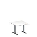 Schäfer Shop Genius Besprechungstisch MODENA FLEX, Quadrat, T-Fuß Rechteckrohr, B 1000 x T 1000 x H 650-850 mm, weiß/weißaluminium RAL 9006 