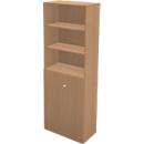 Schäfer Shop Genius Bibliothèque combinée étagères et portes TETRIS WALL, 6 HC, l. 800 x P 440 x H 2250 mm, décor hêtre