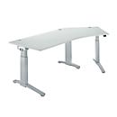 Schäfer Shop Genius Bureau 135° Ergostyle Planova, extension à droite, réglage manuel de la hauteur, l. 2165 x P 800 mm, gris clair/alu blanc 