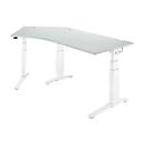Schäfer Shop Genius Bureau 135° ergoSTYLE PLANOVA, extension à gauche, 2 niveaux de rég. élect. de la hauteur, l. 2165 mm, gris clair/blanc 