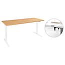 Schäfer Shop Genius bureau Aero Flex, elektrisch in hoogte verstelbaar, B 1600 x D 800 x H 620-1280 mm, beuken/wit + kabelgoot