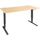 Schäfer Shop Genius bureau AERO FLEX, elektrisch in hoogte verstelbaar, rechthoekig, C-voet, B 1200 mm, ahorn/zwart + memory panel