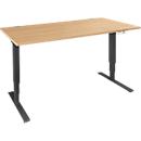 Schäfer Shop Genius bureau AERO FLEX, elektrisch in hoogte verstelbaar, rechthoekig, C-voet, B 1200 mm, beuken/zwart + memory panel