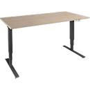 Schäfer Shop Genius bureau AERO FLEX, elektrisch in hoogte verstelbaar, rechthoekig, C-voet, B 1200 mm, eiken/zwart + memory panel